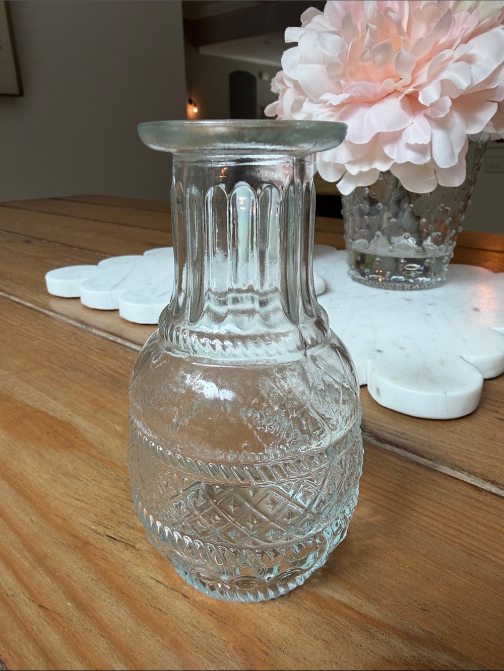 Clear Textured Glass Vase Bud vase boho